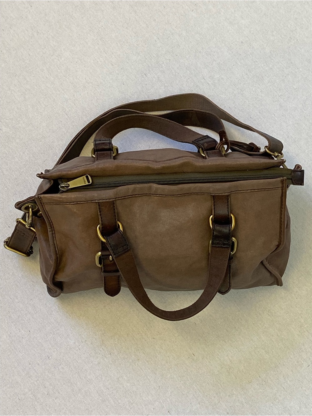 Fossil Maddox Vintage Handbag Satchel Purse Bag Leather - Picture 2 of 14